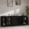 vidaXL Sideboard Black 230x35x80 cm Solid Wood Pine