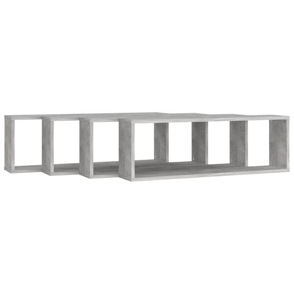 vidaXL Wall Cube Shelf 4 pcs Concrete Grey 80x15x26.5 cm Engineered Wood