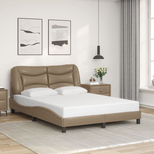 vidaXL Bed Frame with LED without Mattress "Hvar" Cappuccino 140x200 cm