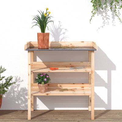 vidaXL Plant Table with Shelves 78x38x82.5 cm Solid Wood Fir