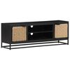vidaXL TV Cabinet | Black | Solid Mango Wood, Iron, Jute | Medium | TV Cabinet