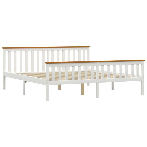 vidaXL Bed Frame without Mattress White Solid Pine Wood 180x200 cm Super King