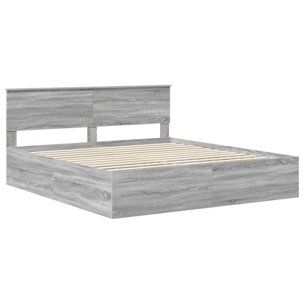 vidaXL Bed Frame Grey Sonoma 200 x 200 cm Engineered Wood
