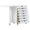 vidaXL Rolling Cabinet with Desk MOSS White Solid Wood Pine