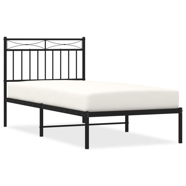 vidaXL Metal Bed Frame without Mattress with Headboard Black 90x190cm