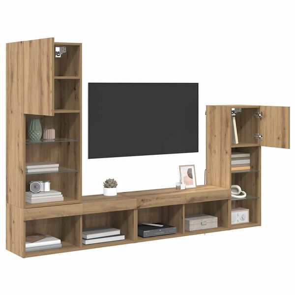 vidaXL TV Wall Units Wall-mounted 4 pcs Artisan Oak Engineered Wood