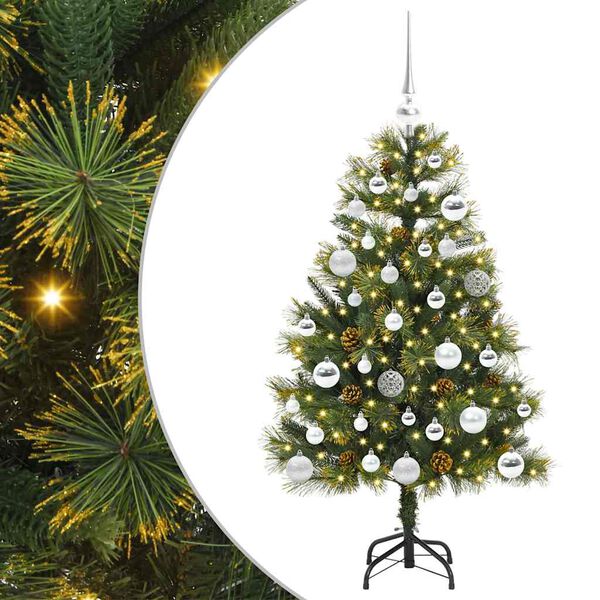 vidaXL Artificial Hinged Christmas Tree with Cones Green 150 cm