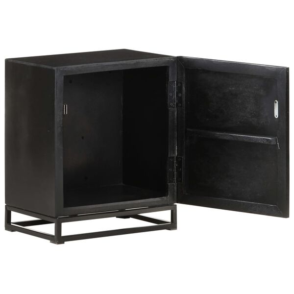 vidaXL Bedside Cabinet Black 40x30x50 cm Solid Acacia and Mango Wood