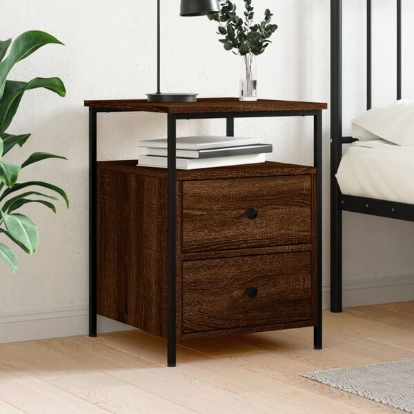 vidaXL Bedside Cabinet Brown Oak 44x45x60 cm Engineered Wood
