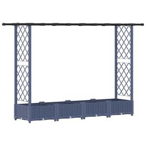 vidaXL Raised Bed with Trellis and Roof Grey 203 x 40 x 121 cm PP