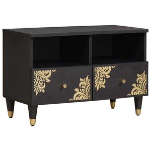 vidaXL TV Cabinet with Drawer Black 70 x 33 x 46 cm Solid Mango Wood