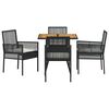 vidaXL Garden Dining Set 5 pcs Black Poly Rattan