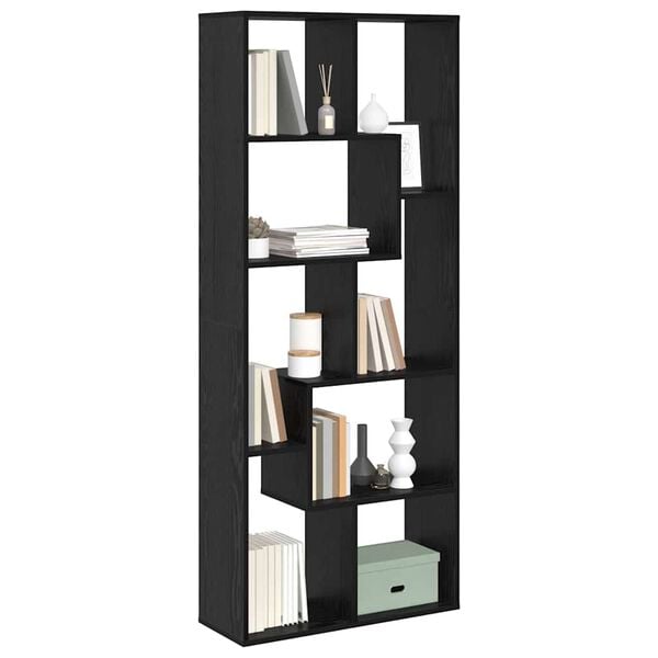vidaXL Book Cabinet Black Oak 67 x 25 x 162 cm Engineered Wood