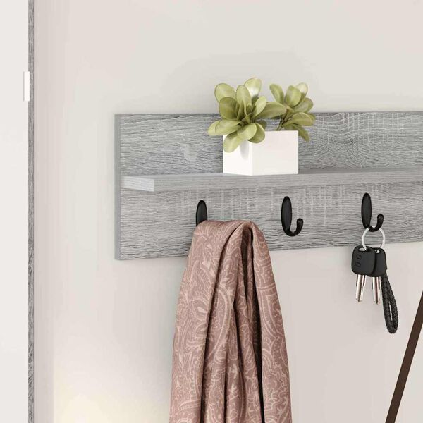 vidaXL Wall-Mounted Coat Rack Grey Sonoma 100 x 10.5 x 18 cm