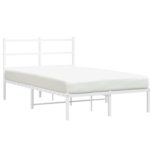 vidaXL Metal Bed Frame without Mattress with Headboard White 120x200cm