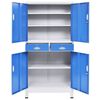 vidaXL Office Cabinet with 4 Doors Metal 90x40x180 cm Grey and Blue