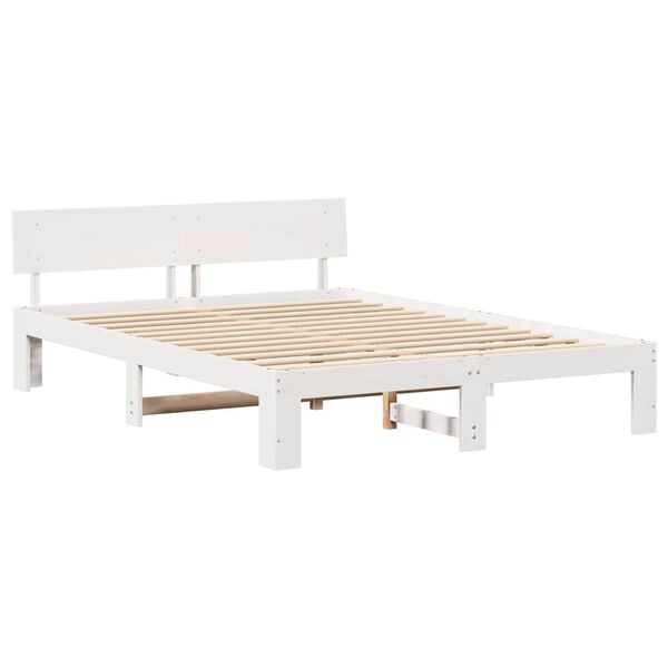 vidaXL Bed Frame with Headboard White 150 x 200 cm Solid Pine Wood