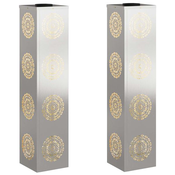 vidaXL Solar LED Pathway Light 2 pcs Silver Stainless Steel