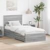 vidaXL Bed Frame with Drawer Grey Sonoma 90 x 190 cm Engineered Wood