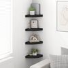 vidaXL Floating Corner Shelves 4 pcs Black 25x25x3.8 cm MDF