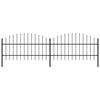 vidaXL Garden Fence with Spear Top Steel 359x100 cm Black