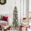 vidaXL Artificial Slim Christmas Tree Green and White 120 cm