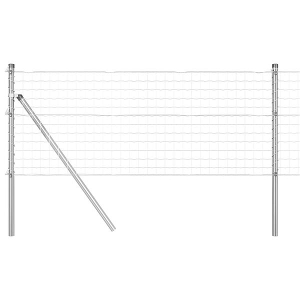 vidaXL Fence with Post Silver 0.6 x 25 m Steel and PVC