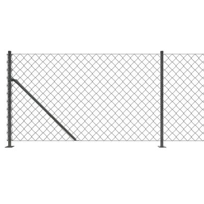 vidaXL Chain Link Fence with Flange Anthracite 0.8x25 m