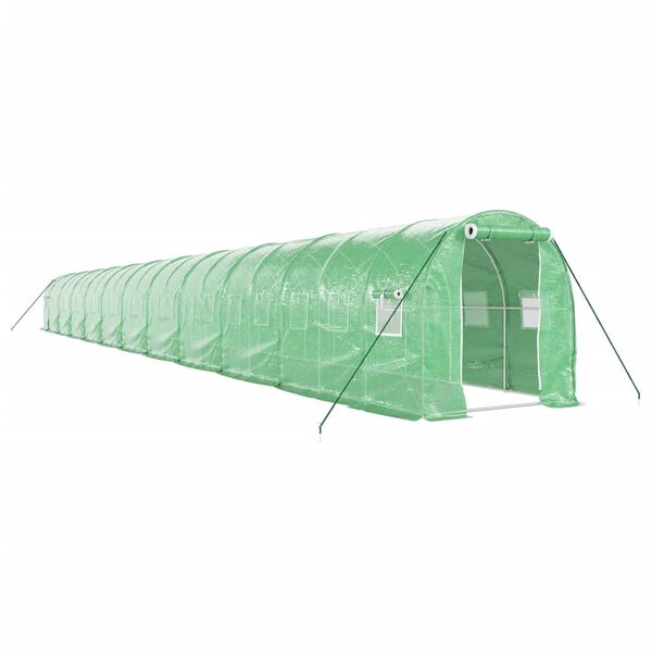 vidaXL Greenhouse with Steel Frame Green 44 m&sup2; 22x2x2 m