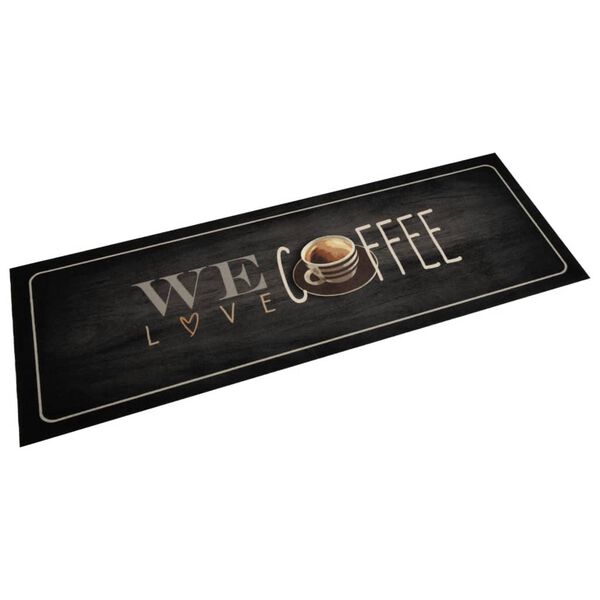 vidaXL Kitchen Rug Washable Coffee Text 60x180 cm Velvet