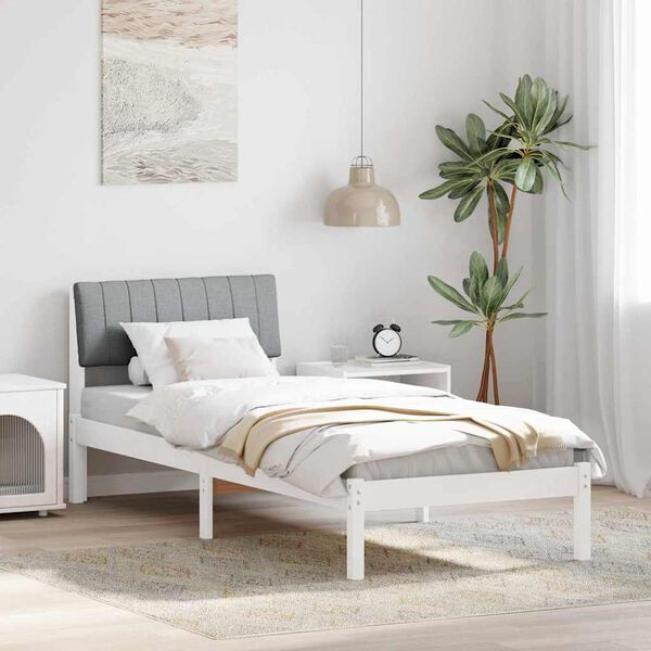 vidaXL Bed frame White and light grey 80 x 200 cm Solid pine wood