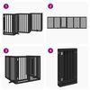 vidaXL Dog Gate with Door Foldable 6 Panels Black 300 cm Poplar Wood