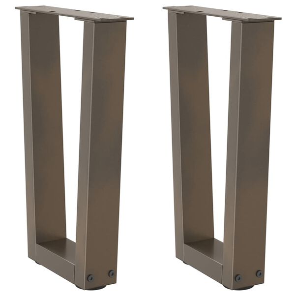 vidaXL Coffee Table Legs V-Shape 2 pcs Natural Steel 28x(42-43.3) cm Steel