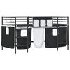 vidaXL Kids'Loft Bed Frame with Curtains Black 79.5 x 200 cm