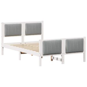 vidaXL Bed frame White and light grey 120 x 190 cm Solid pine wood