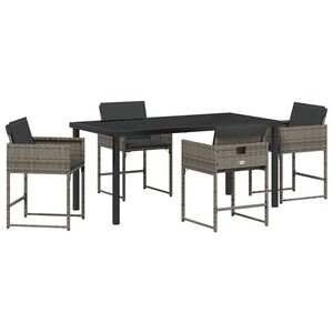 vidaXL Garden Dining Set 5 pcs Grey Poly Rattan
