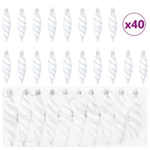 vidaXL Christmas Spiral Shape Ball 40 pcs LEDs White 3 x 11 cm Plastic