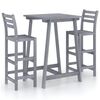 vidaXL 3 Piece Outdoor Bar Set Grey Solid Acacia Wood