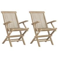 vidaXL Folding Garden Chairs 2 pcs Grey 56x61x89 cm Solid Wood Teak