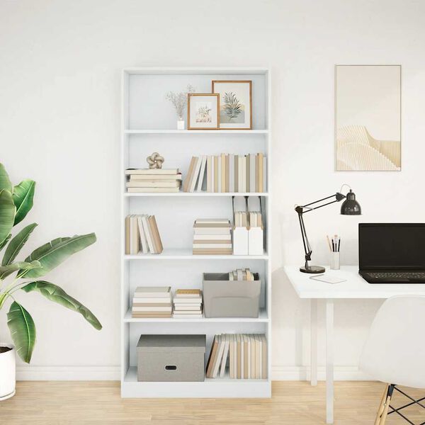 vidaXL Bookcase White 80x24x176 cm Engineered Wood