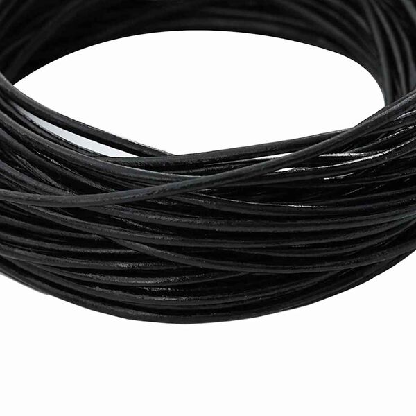vidaXL Leather Cord Black &Oslash;1 mm x 5 m Leather