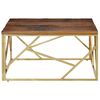 vidaXL Coffee Table Gold Stainless Steel and Solid Sleeper Wood