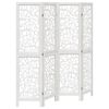 vidaXL Room Divider 4 Panels White Solid Wood Paulownia