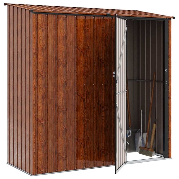 vidaXL Garden Sheds Brown 203 x 85.5 x 200 cm Metal