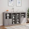 vidaXL Sideboard with LED Lights Grey Sonoma 202x37x100 cm