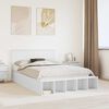 vidaXL Bed Frame with Shelf Manual White 150 x 200 cm Engineered Wood