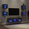 vidaXL 7 Piece TV Wall Units with LED Smoked Oak Engineered Wood
