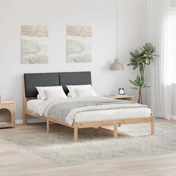 vidaXL Bed frame Brown and dark grey 140 x 200 cm Solid pine wood