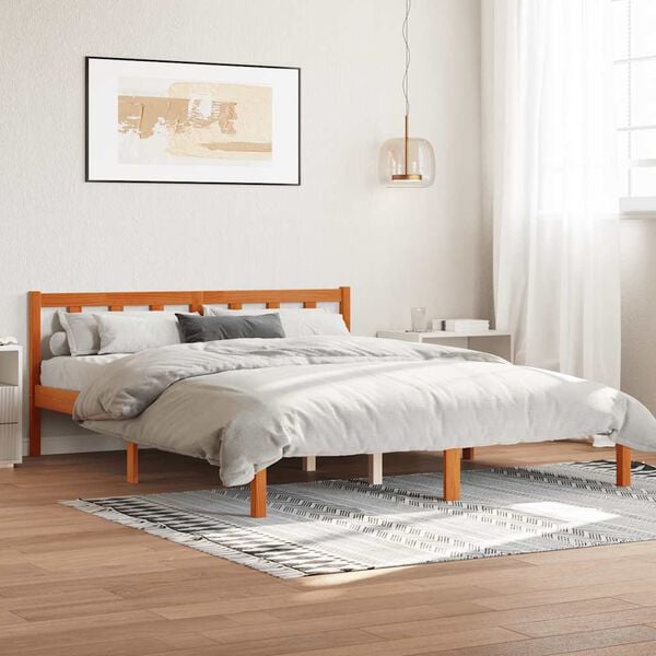 vidaXL Bed Frame without Mattress Wax Brown 160x200 cm Solid Wood Pine