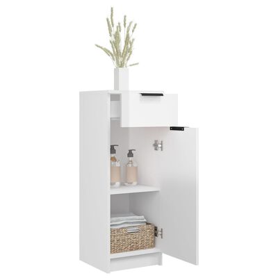 vidaXL Bathroom Cabinet High Gloss White 32x34x90 cm Engineered Wood